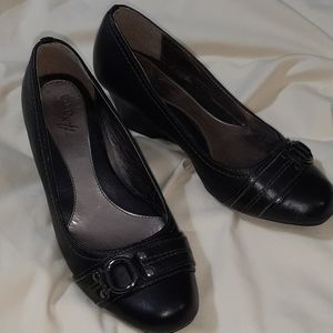 Eurosoft by Sofft Black Leather Wedges